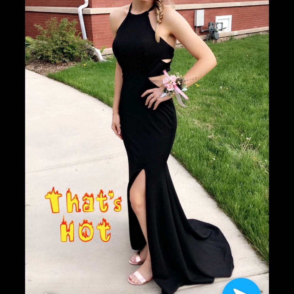 Long strappy open back dress w/ slit